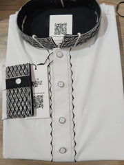 Regular Fit Embroidered Formal China Stitch Black Panjabi